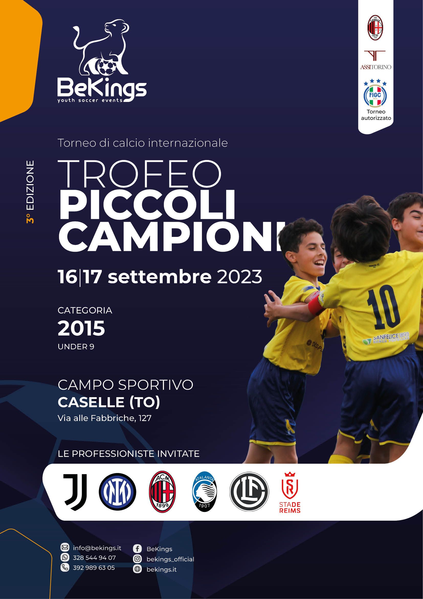 Locandina Trofeo Piccoli Campioni by BeKings, tornei di calcio giovanile