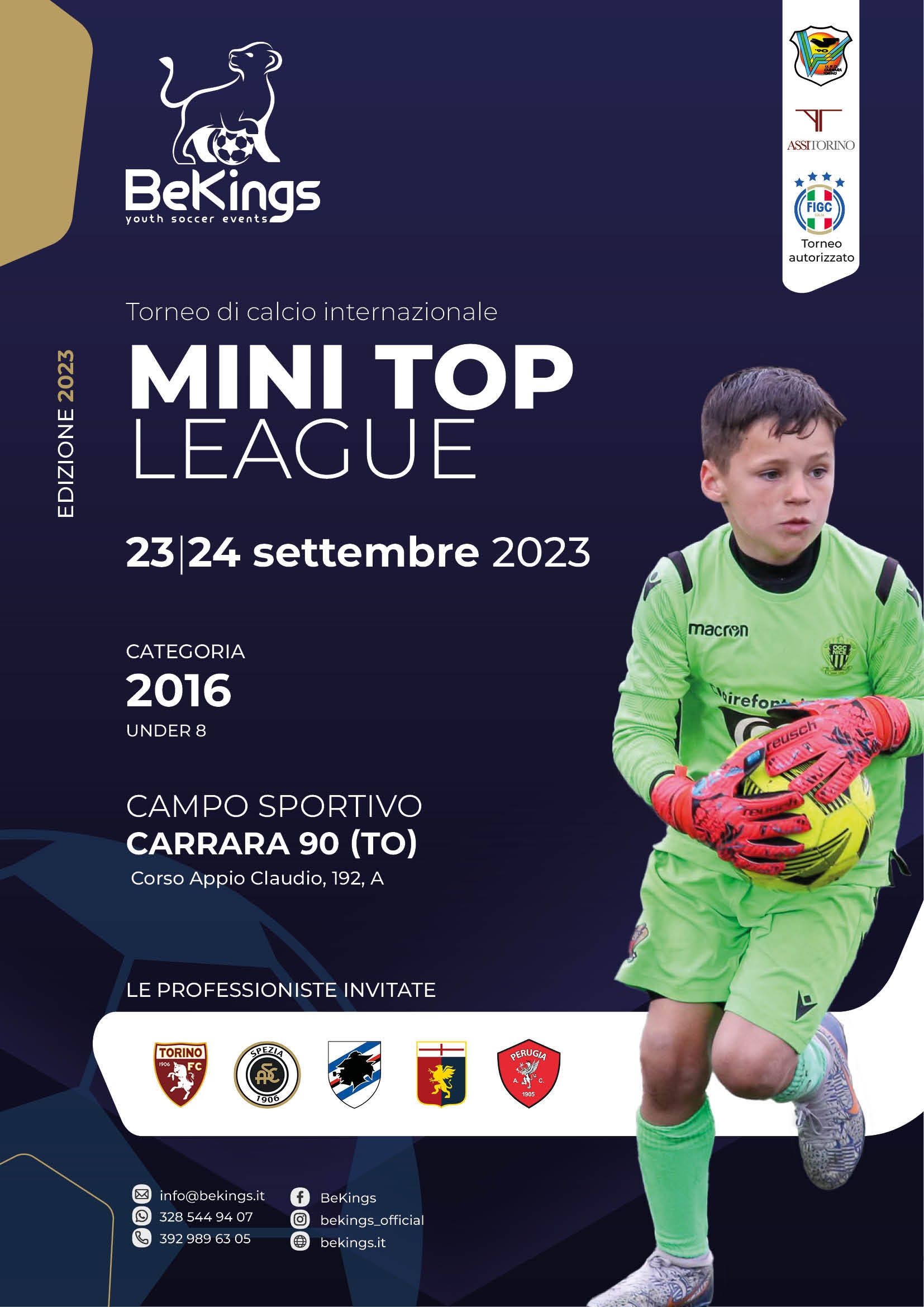 Locandina Mini Top League by BeKings, tornei di calcio giovanile